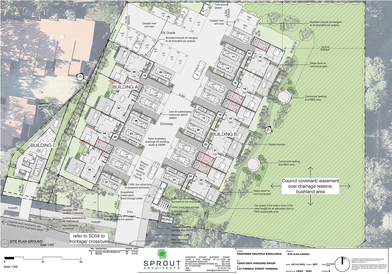 27 Farrell Street, Yandina proposed multiple dwellings site plan ground