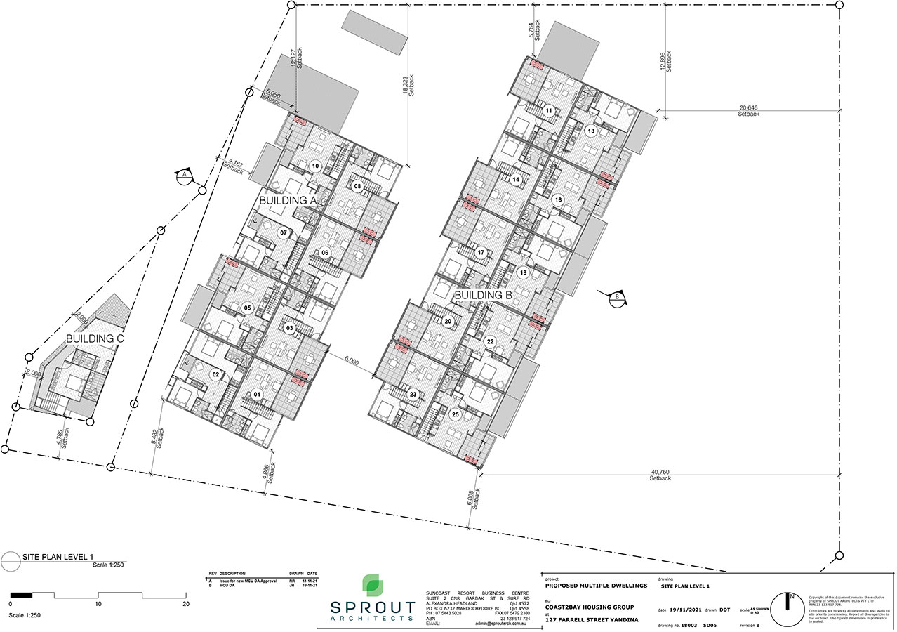 27 Farrell Street, Yandina proposed multiple dwellings site plan level 1